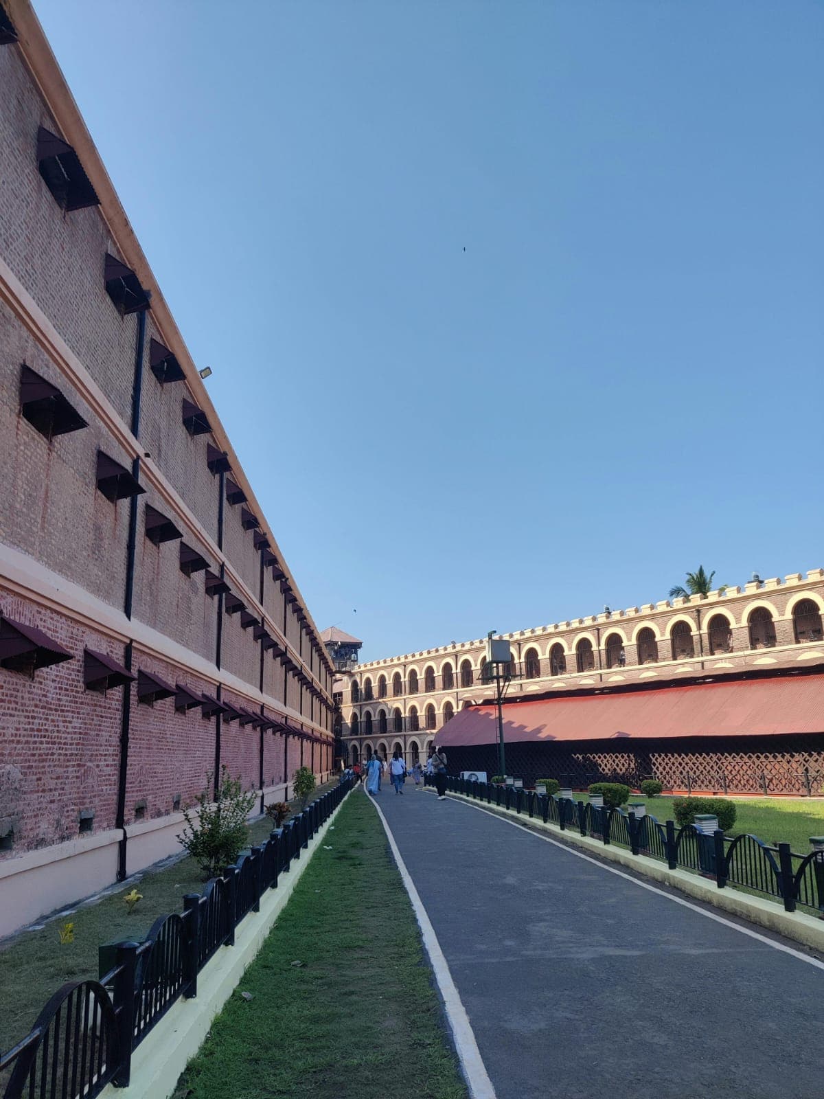 The Cellular Jail in Port Blair with its brick facade and arched corridors