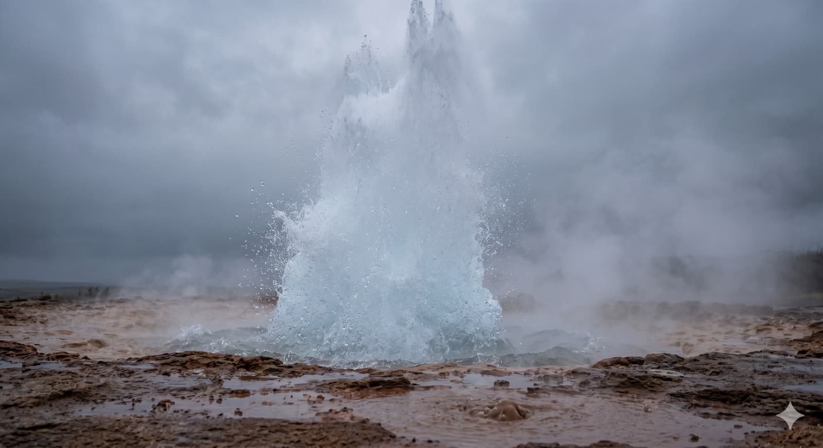 Strokkur geyser erupting in Iceland
